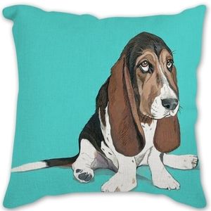 Bassett Hound 18" Decorative Throw Pillow Case Cover